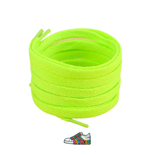 Lacets Plat Fluorescent Vert Brillant