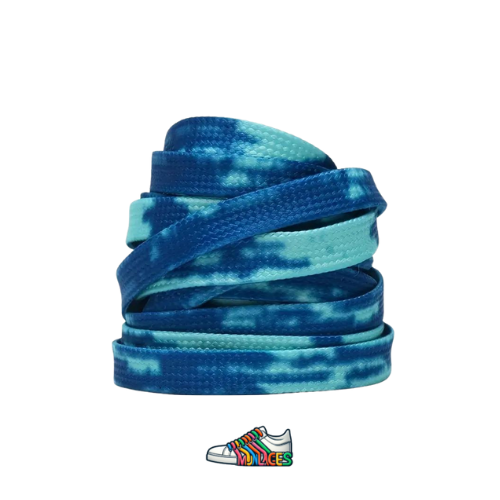 Lacets Plats en délave bleu