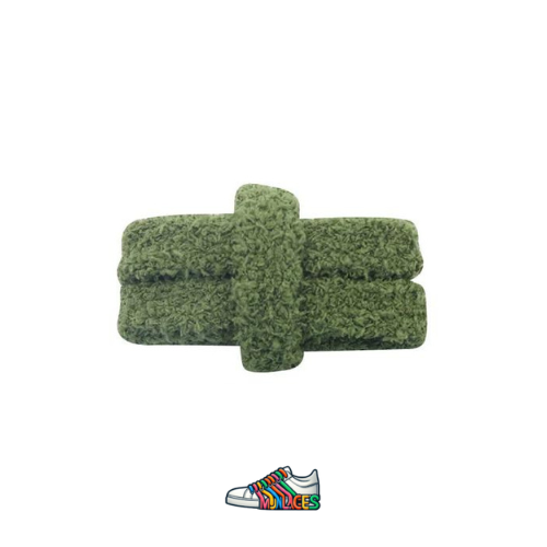 lacets plats en peluche kaki