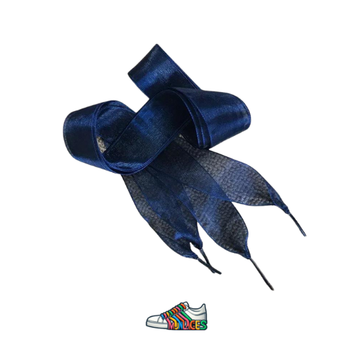 Lacets Plats En Satin De Soie bleu
