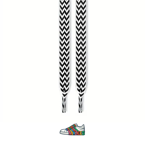Lacets Plats Larges Multicolores Blanc Noir