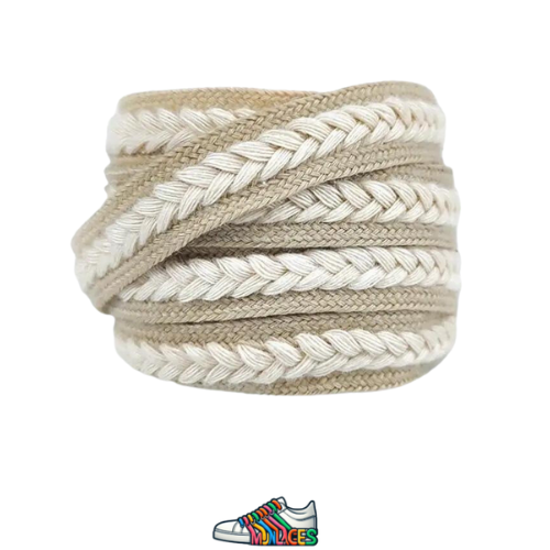 Lacets plats reliefes blanc et creme - Vue principale