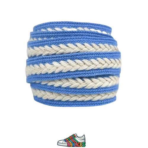 Lacets plats reliefes bleu et creme - Vue principale