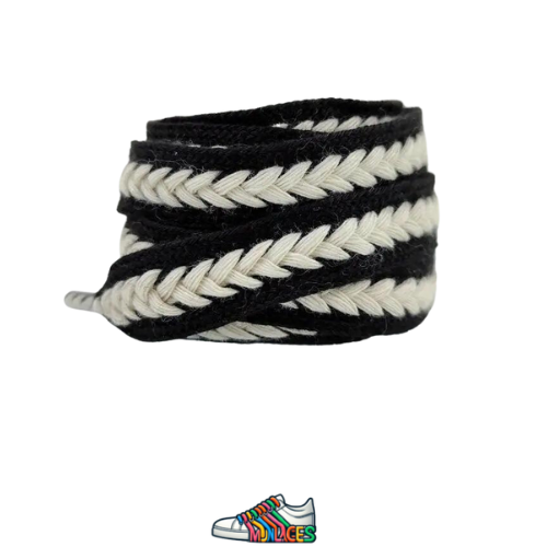 Lacets plats reliefes noir et blanc - Vue principale